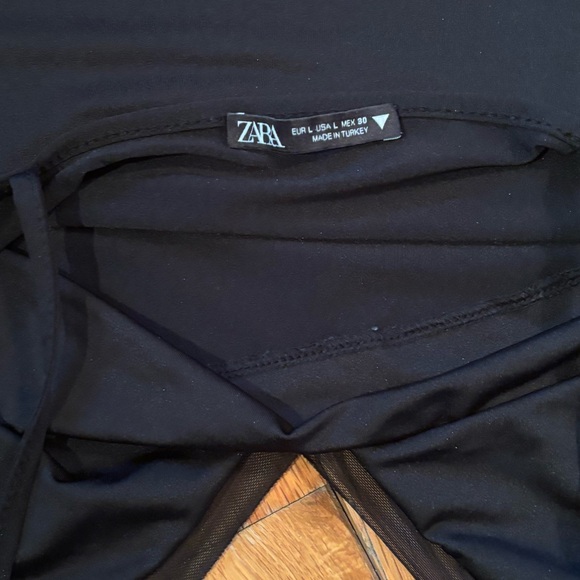 Black Tank Top with Mesh V-neck - Picture 5 of 7